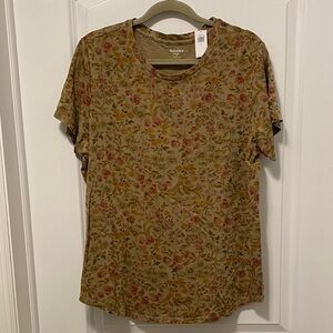 Old Navy Women's Floral Short Sleeve Tee - Tan and Pink. NWT Size XL